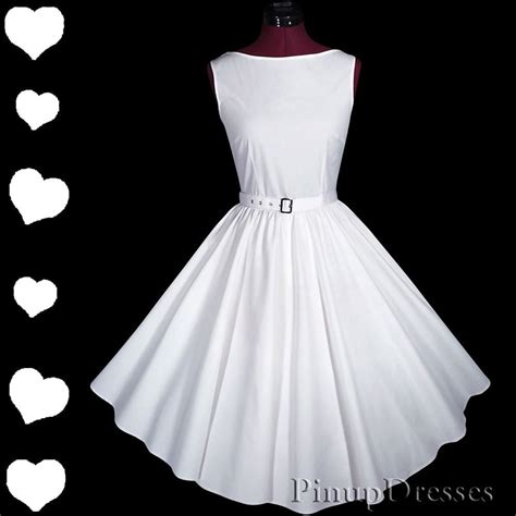 New White 50s Rockabilly Pinup Wedding Full Skirt Prom Party Dress S M