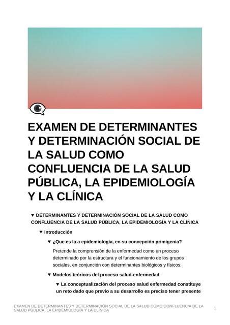 Examen De Determinantes Y Determinaci N Social De La Salud Como