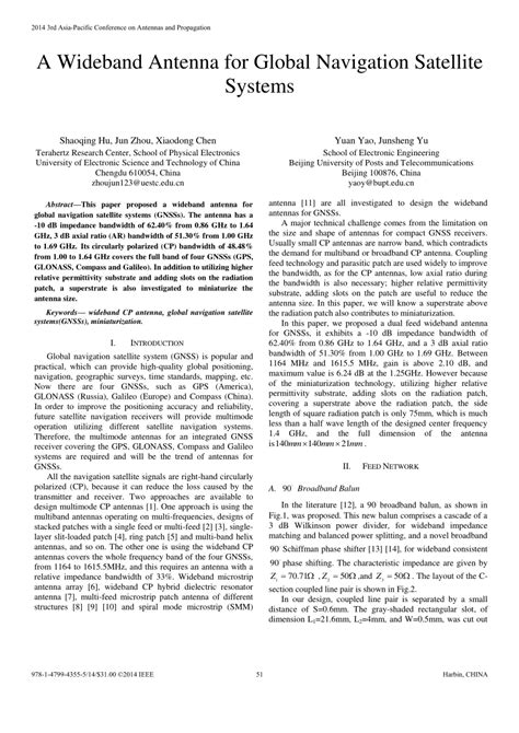 Pdf A Wideband Antenna For Global Navigation Satellite Systems