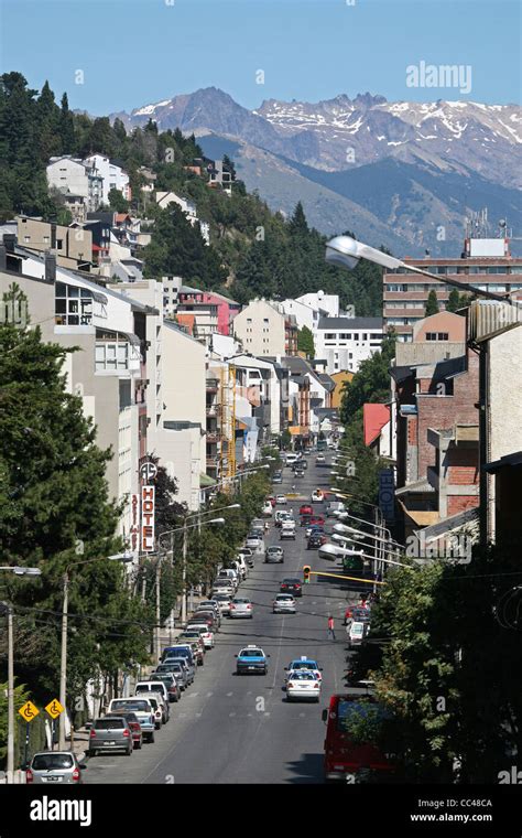 View over the city San Carlos de Bariloche and Andes mountains ...