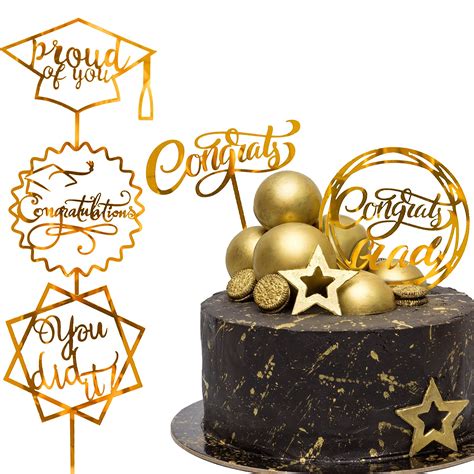 Buy Whaline Graduation Cake Topper Gold Acrylic Cake Topper Congrats