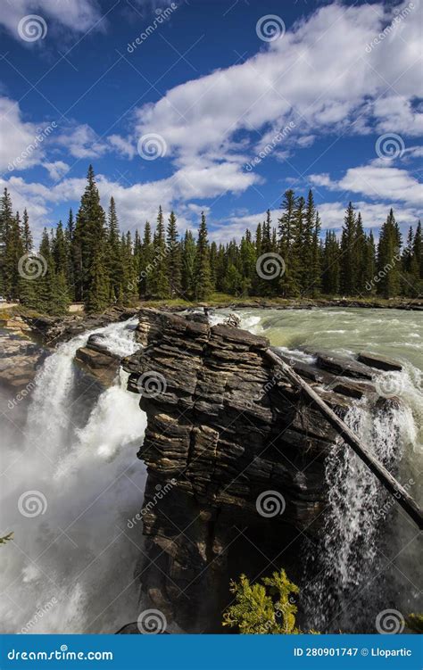 Summer In Athabasca Falls Jasper National Park Canada Stock Image