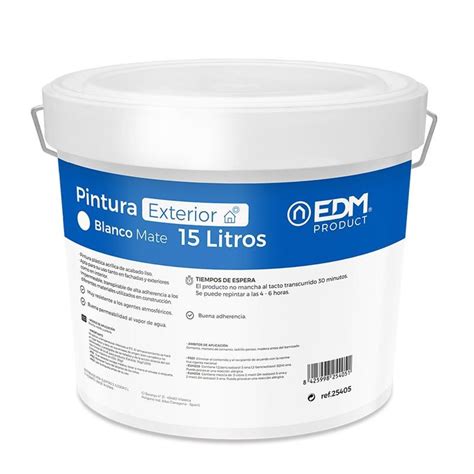 PINTURA PLASTICA MATE INTERIOR EXTERIOR BLANCA 15L EDM OFIPAPEL