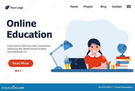 Online Education Landing Page Banner Or Landing Page Template Stock