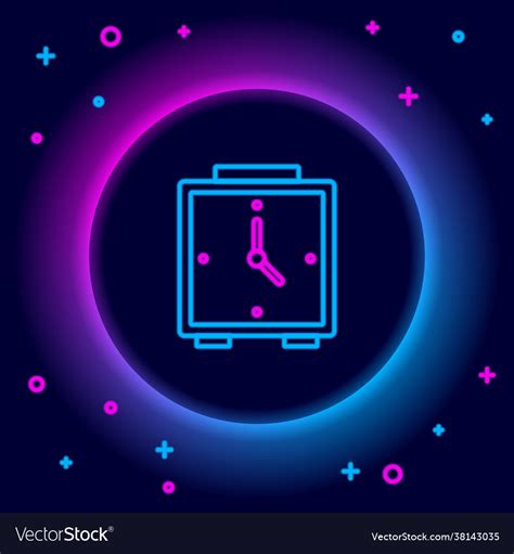 Glowing Neon Line Alarm Clock Icon Isolated Vector Image