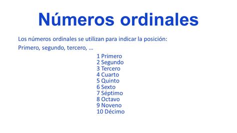 N Meros Ordinales Los N Meros Ordinales Se Utilizan Para Indicar La