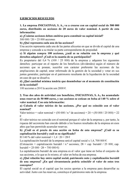 Eco Tema 9 EJERCICIOS RESUELTOS 1 La Empresa INICIATIVAS S A Va