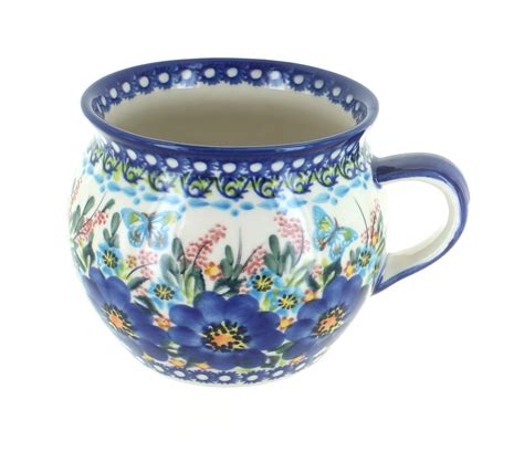 Blue Rose Polish Pottery Garden Of Blue Bubble Soup Mug