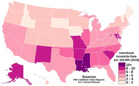 [oc] Intentional Homicide Rate Per 100 000 Inhabitants In The United States By State 2019 R