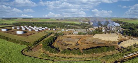 Sugar Cane Industry, Sugar and Alcohol Production Plant Aerial View ...