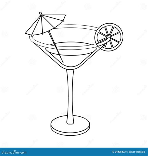 Lemon Cocktail Icon In Outline Style Isolated On White Background Stock Vector Illustration