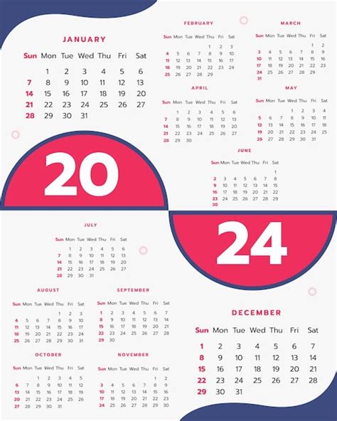 Plantilla De Dise O De Calendario Vector Premium