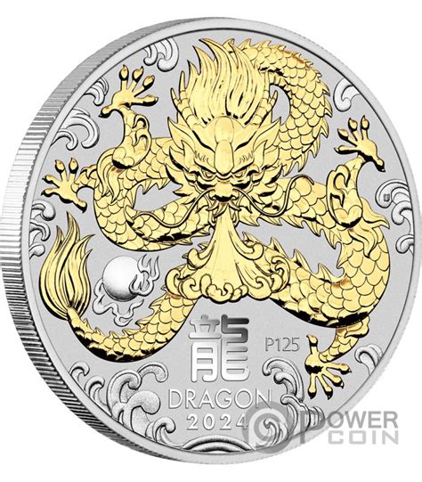 DRAGON LUNAR YEAR Gilded 1 Oz Silber Münze 1 Australia 2024