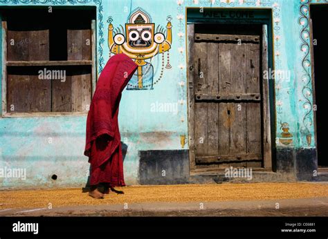 Woman Walking In Ghunghat Lord Jagannath Wall Art Painting