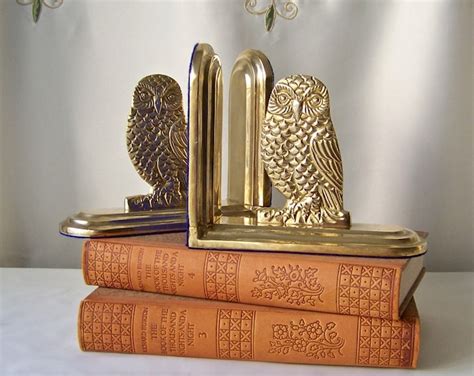 Vintage Brass Owl Bookends Library Bookshelf Office Decor Etsy