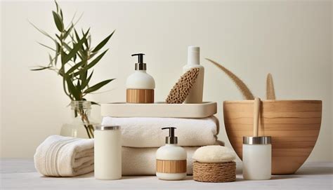 Accesorios de baño sin residuos concepto de cuidado corporal spa estilo