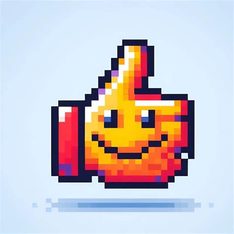 Premium Photo Pixel Art Thumbs Up Emoji With Smiling Image