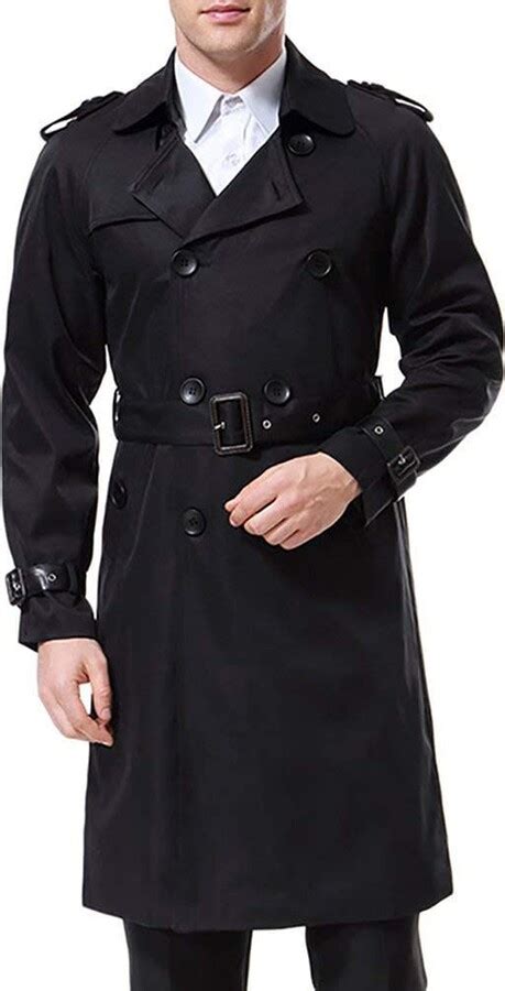 Aowofs Men S Trench Coat Long Double Breasted Slim Fit Overcoat Jacket