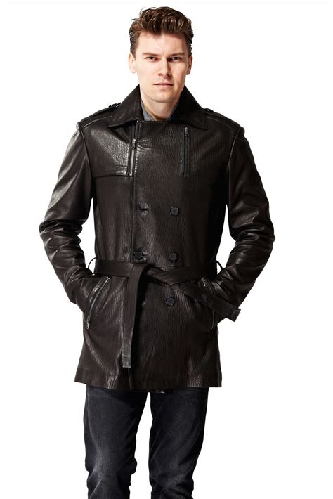 Men S 100 Real Brown Leather Bonnet Classic Coat