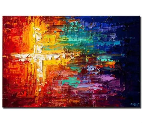 Painting for sale - colorful abstract cross #6062