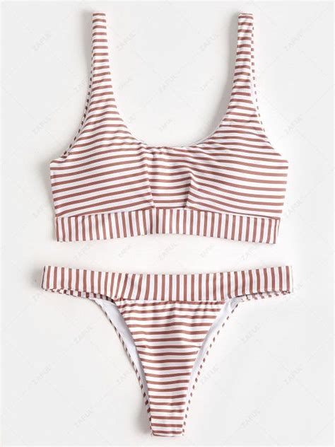 [54 Off] 2020 Scoop Padded Striped Bathing Suit In Stripe Zaful