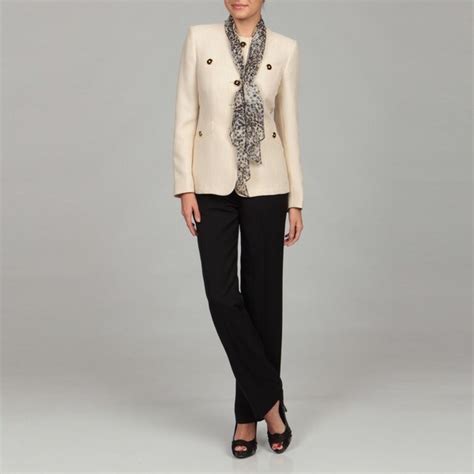 Kasper Womens Stone Button Embellished Tweed Pant Suit Free Shipping Today