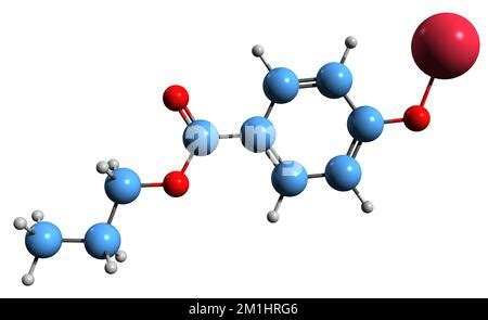 3D image of Propylparaben skeletal formula - molecular chemical ...