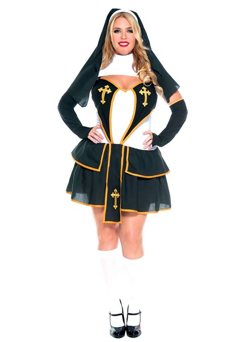 Plus Size Flirty Womens Nun Costume