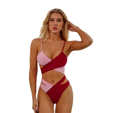 Maillot de Bain Femme Pieces Chic Croisé Bandage Sexy Bikini Curvy
