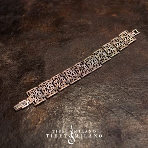 Braccialetto Fascia In Argento Lavorato E Marcasite Tibet Milano