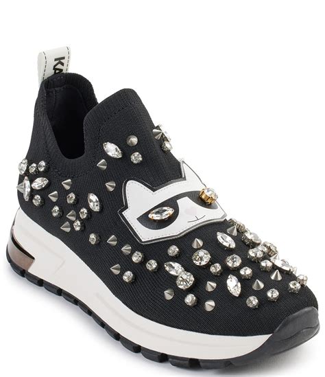 Karl Lagerfeld Paris Malna Rhinestone Embellished Slip On Sneakers