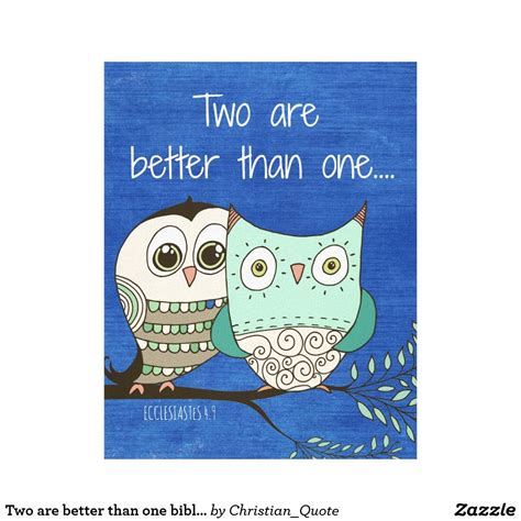 Two Are Better Than One Bible Verse With Owls Canvas Print