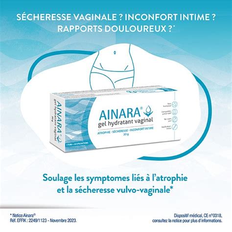 Ainara gel hydratant vaginal lubrifiant Sécheresse vaginale