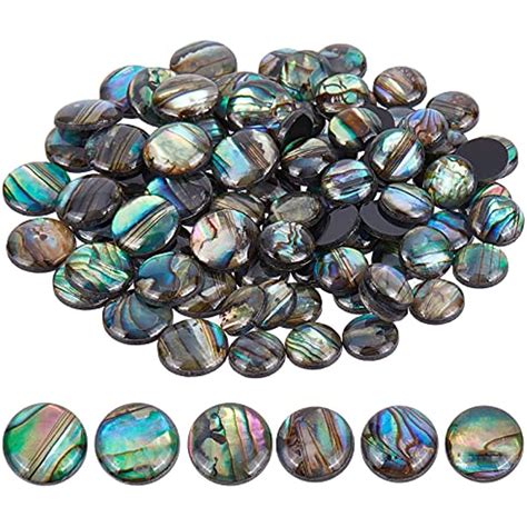 90PCS Natural Abalone Shell Coin 8mm 10mm Flat Round Paua Shell