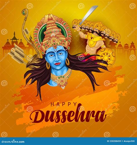 Happy Dussehra Festival Of India Of Lord Rama Killing Ravana Stock