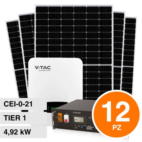 Set 12 Pannelli Solari 410W Inverter 5kW Batteria LiFePo4 V Tac