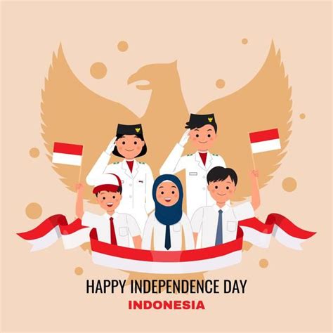 Premium Vector Indonesian Students Celebrate Independence Day