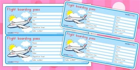 Editable Airline Pass Classroom Resource Twinkl