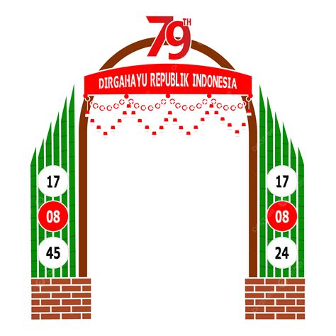 Gapura Gate Of The 79th Republic Of Indonesia Hut With Sharp Bamboo Decorations Vector Gate