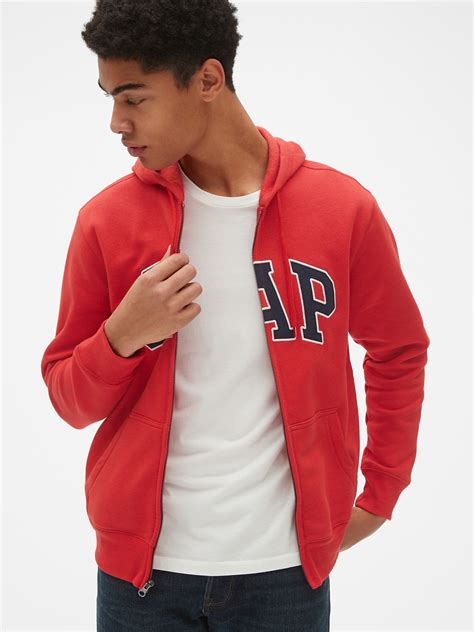 logo fleece zip hoodie gap