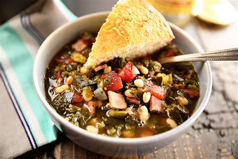 Collard Green Soup With Ham And Beans Southern Bite