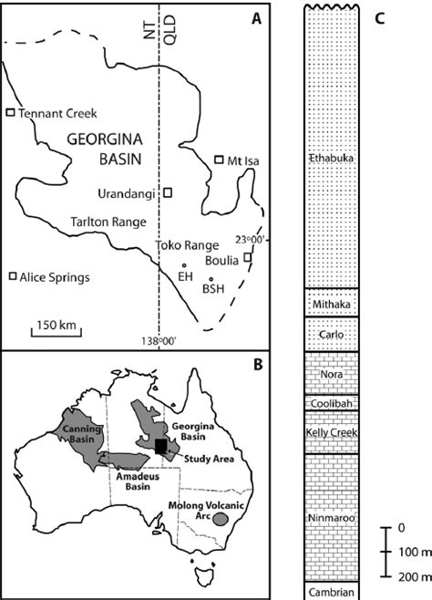 A) Location map for the Georgina Basin, central Australia. Samples were ...