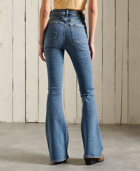 Womens High Rise Skinny Flare Jeans In Dark Indigo Aged Superdry
