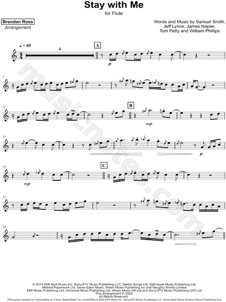 Brendan Ross Stay With Me Sheet Music Alto Saxophone Solo In C