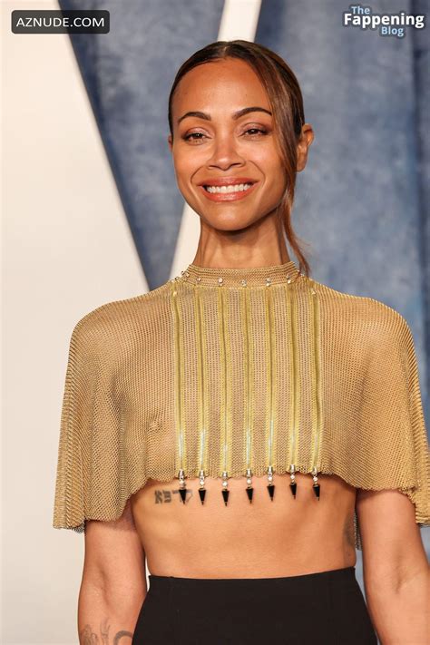 Zoe Saldana Sexy Flashes Her Hot Tits At The 2023 Vanity Fair Oscar