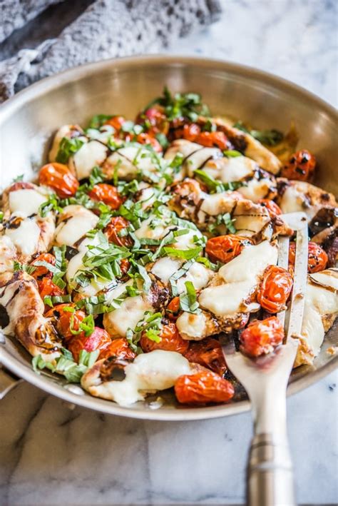 Easy One Pot Chicken Caprese Skillet Fed And Fit