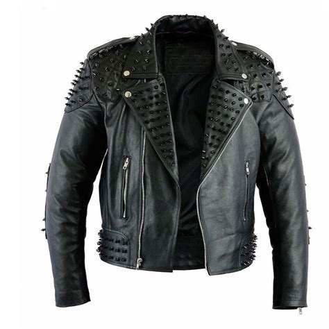 Black Gothic Style Studded Leather Jacket For Men Rock Punk Etsy