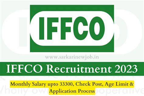 Iffco Recruitment 2023 Monthly Salary Upto 33300 Check Post Age