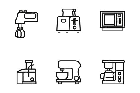 Premium Vector Kitchen Appliances Line Icons Set Vector Eps 10