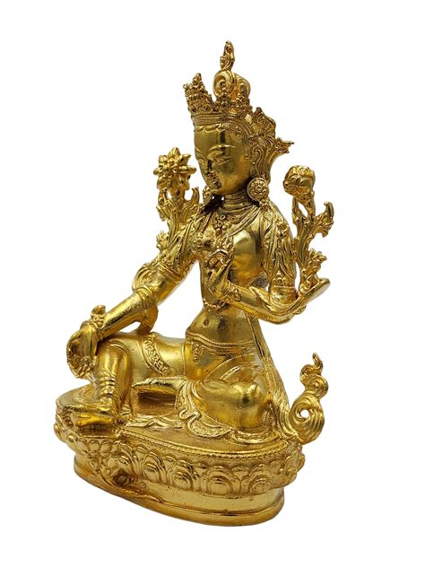 Green Tara Buddhist Miniature Statue Full Gold Plated Price US 140